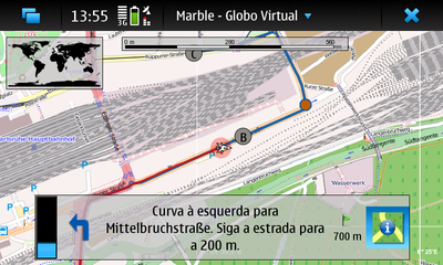 Route Guidance Mode on the Nokia N900