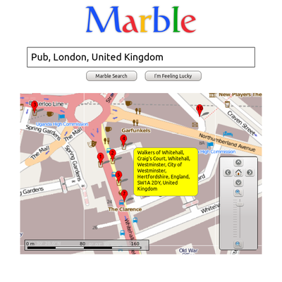 A sample Marble QML application mimicking a popular search engine